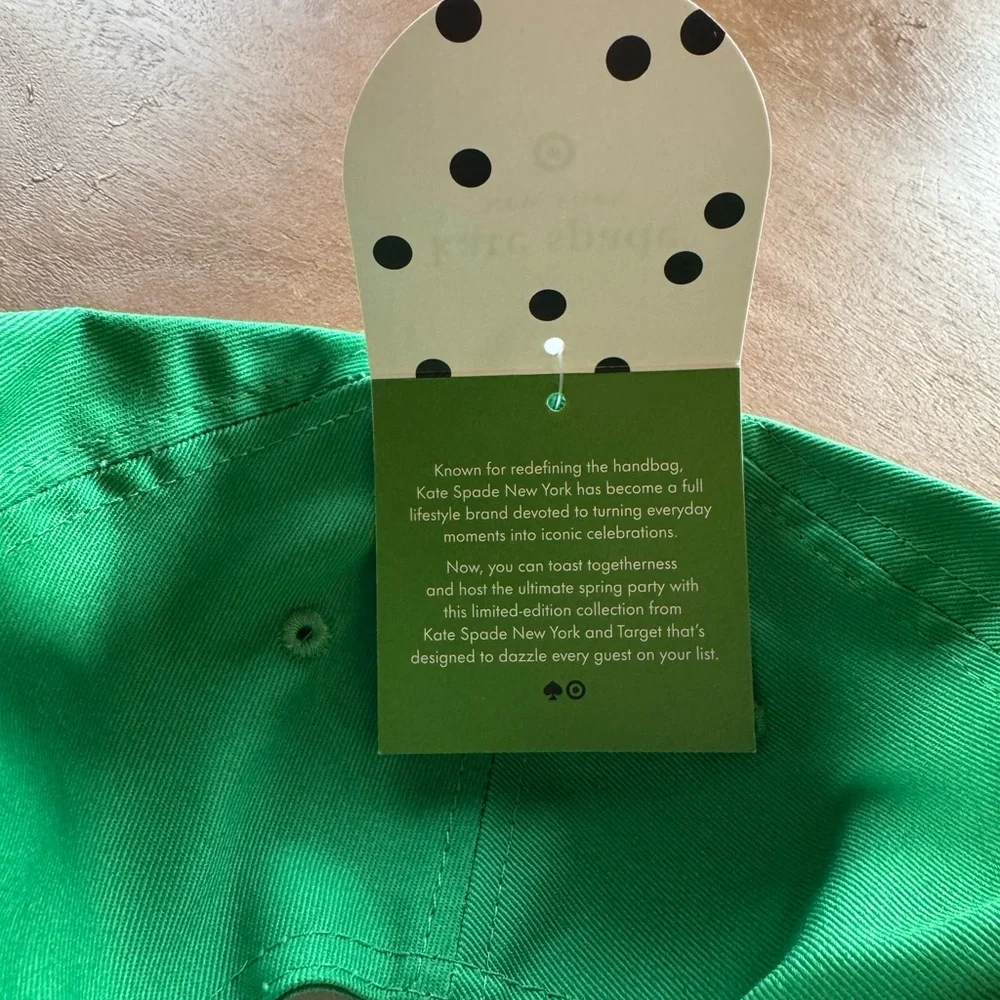 NWT Kate Spade x Target Bright Green 'party hat' Embroidered Baseball Cap
